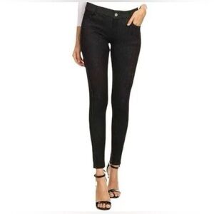 Yelete Women's 5 Pocket Soft Knit Skinny Black Jeggings (Small)